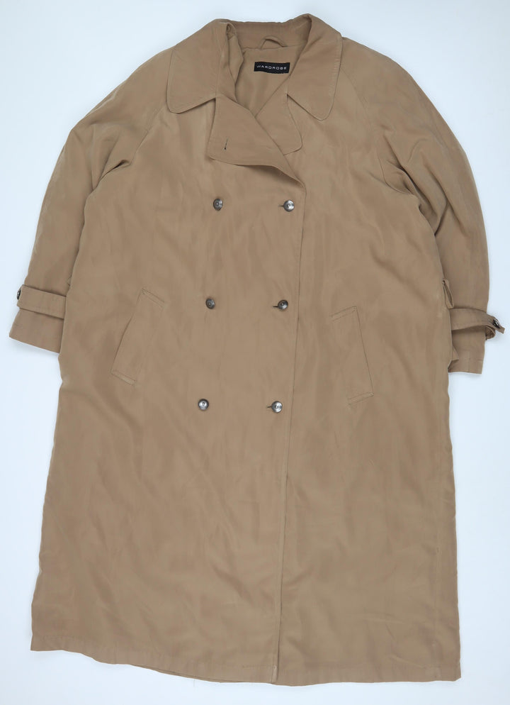 Wardrobe Womens Beige Overcoat Coat Size 24 Button