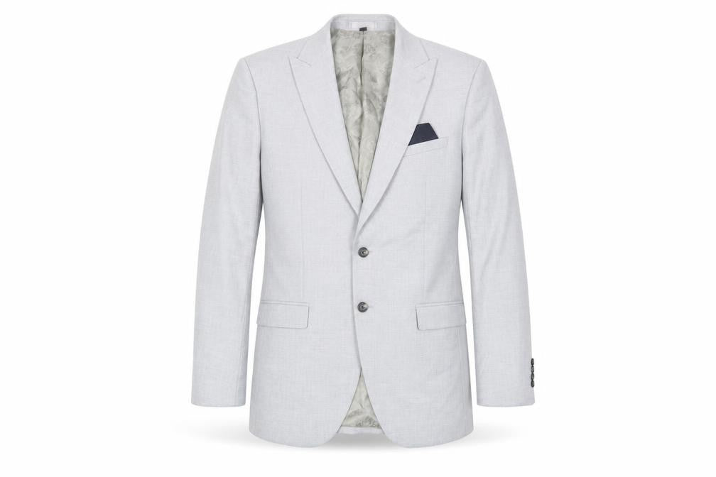 Front view of Marks & Spencer men’s grey polyester jacket suit jacket, size 44, regular