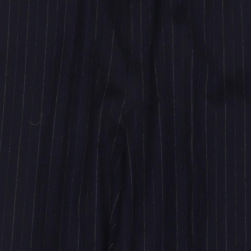 Marks and Spencer Mens Blue Striped Wool Trousers Size 40 in L32 in Regular Zip - Logo, Embroidered
