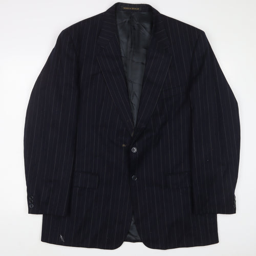 Marks and Spencer Mens Blue Striped Wool Jacket Suit Jacket Size 44 Regular