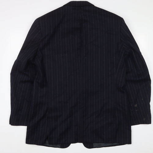 Marks and Spencer Mens Blue Striped Wool Jacket Suit Jacket Size 44 Regular