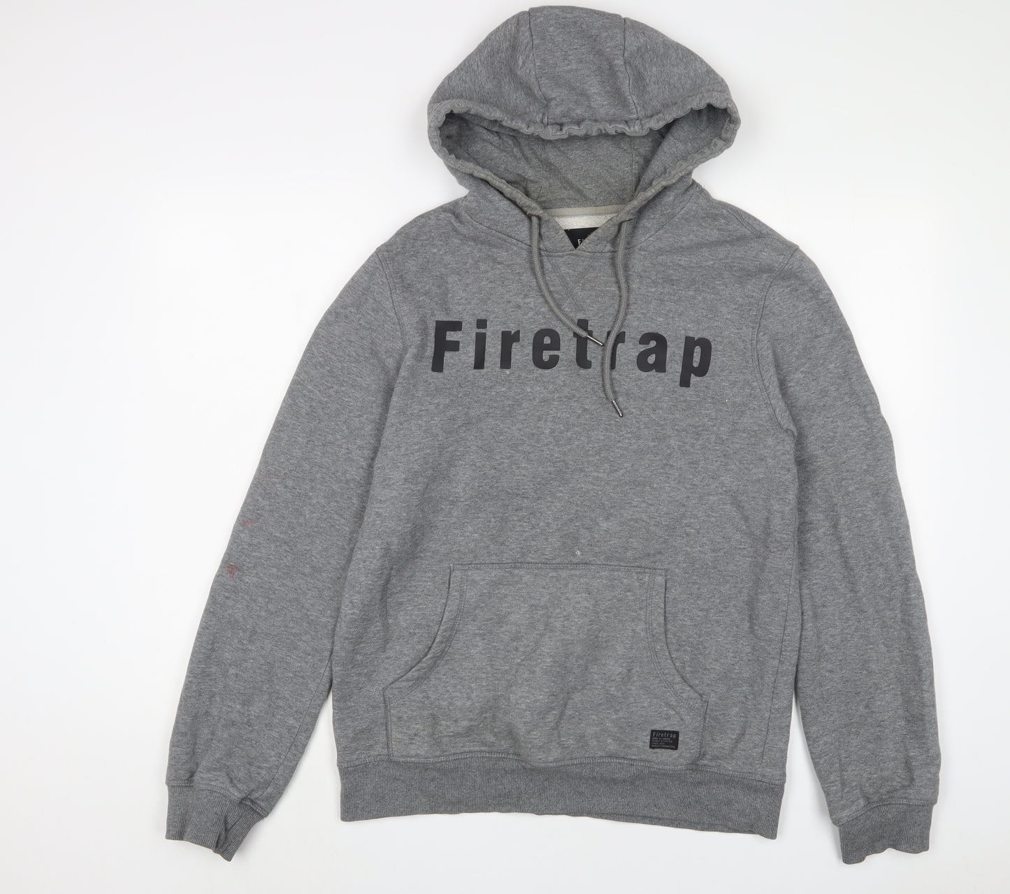 Firetrap Mens Grey Cotton Pullover Hoodie Size M - Logo