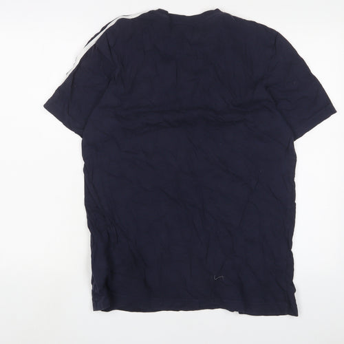 adidas Mens Blue Cotton T-Shirt Size M Crew Neck - Logo