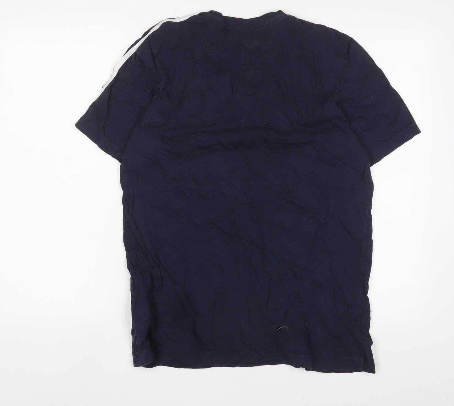 adidas Mens Blue Cotton T-Shirt Size M Crew Neck - Logo