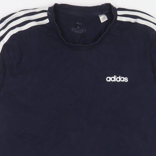 adidas Mens Blue Cotton T-Shirt Size M Crew Neck - Logo