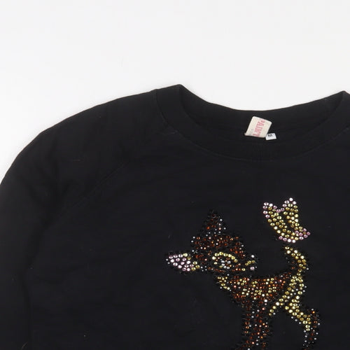 INK + PAINT Womens Black Cotton Pullover Sweatshirt Size M Pullover - Studded