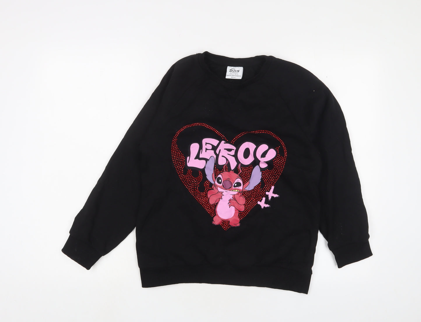 Stitche Girls Black Cotton Pullover Sweatshirt Size 11-12 Years Pullover
