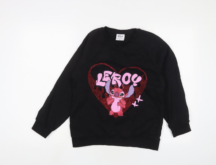 Stitche Girls Black Cotton Pullover Sweatshirt Size 11-12 Years Pullover