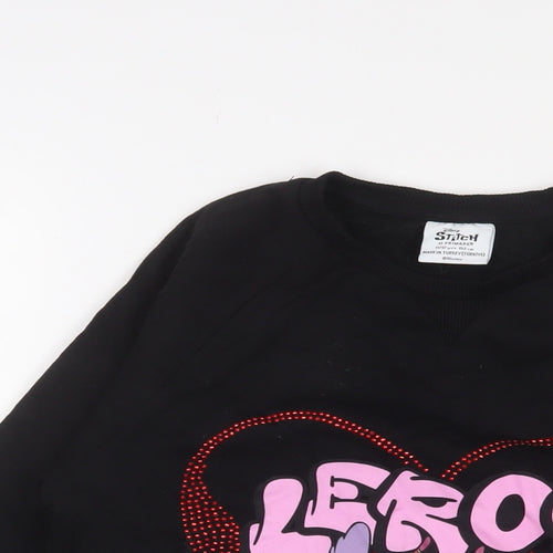Stitche Girls Black Cotton Pullover Sweatshirt Size 11-12 Years Pullover