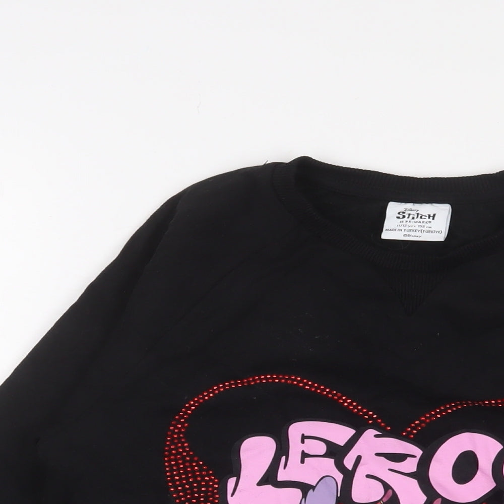 Stitche Girls Black Cotton Pullover Sweatshirt Size 11-12 Years Pullover