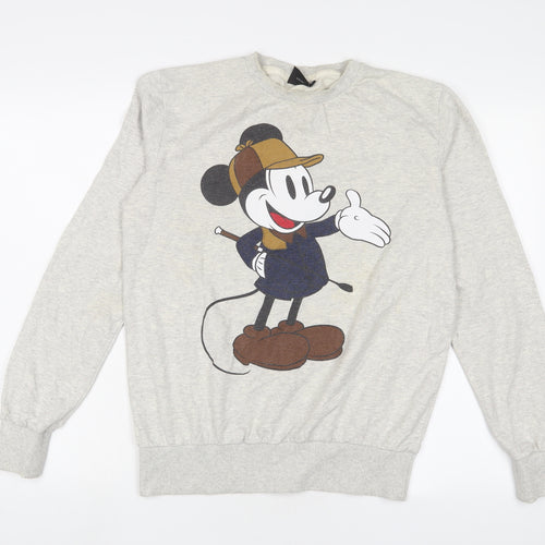 Disney Womens Grey Cotton Pullover Sweatshirt Size M Pullover - Mickey Mouse