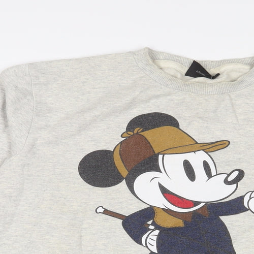 Disney Womens Grey Cotton Pullover Sweatshirt Size M Pullover - Mickey Mouse