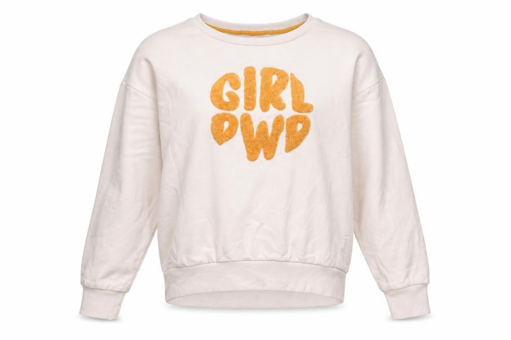 Front view of Only women’s pink cotton pullover sweatshirt, size M, pullover - embroidered