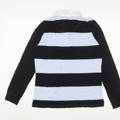 GANT Boys Blue Striped Cotton Basic Polo Size 13-14 Years Collared Button - Logo, Embroidered