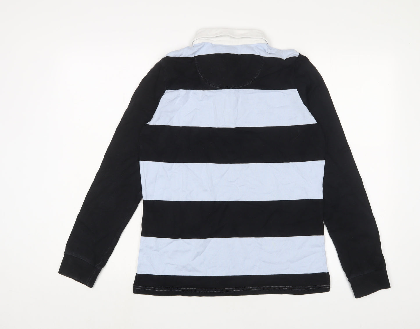 GANT Boys Blue Striped Cotton Basic Polo Size 13-14 Years Collared Button - Logo, Embroidered