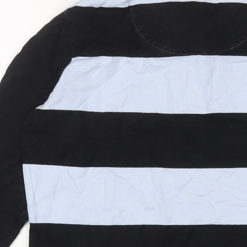 GANT Boys Blue Striped Cotton Basic Polo Size 13-14 Years Collared Button - Logo, Embroidered
