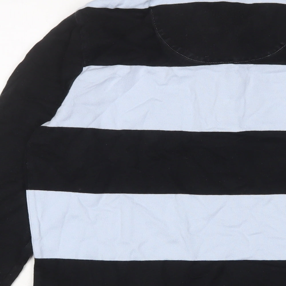 GANT Boys Blue Striped Cotton Basic Polo Size 13-14 Years Collared Button - Logo, Embroidered