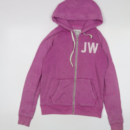 Jack Wills Womens Purple Cotton Full Zip Hoodie Size 8 Zip - Logo