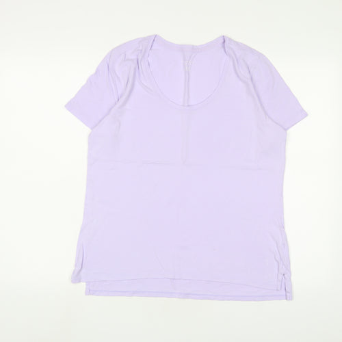 Lands' End Womens Purple Cotton Basic T-Shirt Size M Scoop Neck