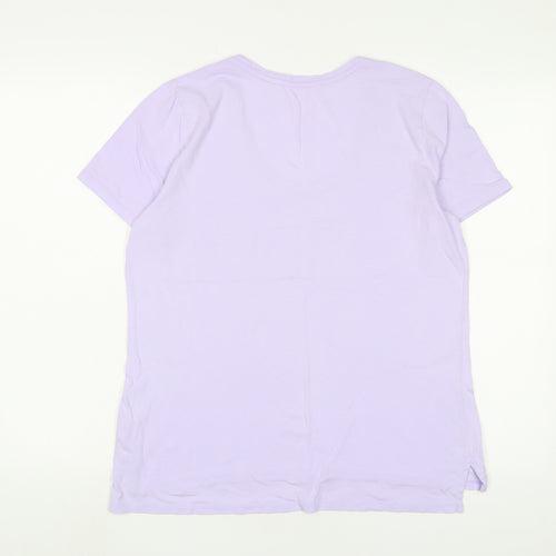 Lands' End Womens Purple Cotton Basic T-Shirt Size M Scoop Neck