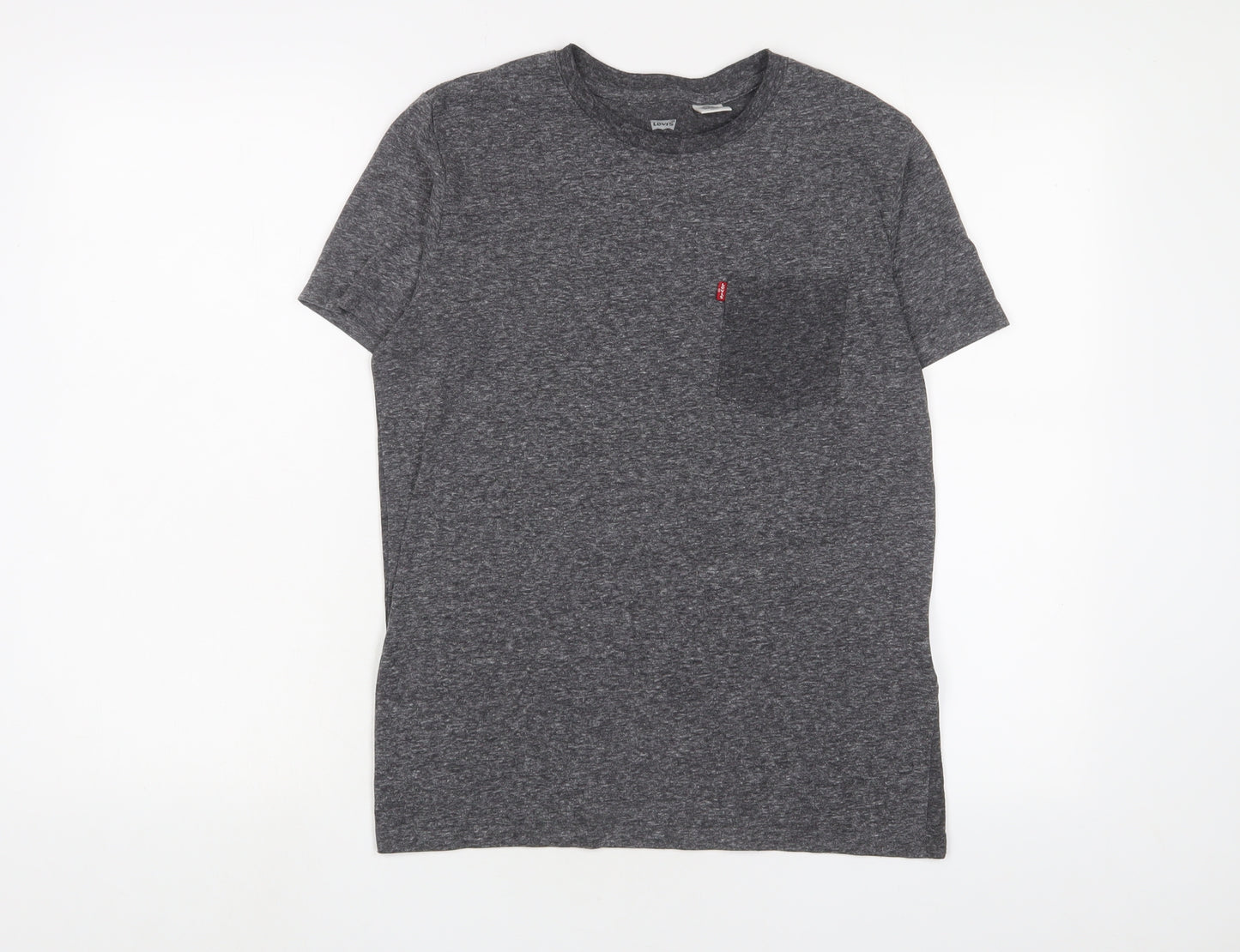 Levi's Mens Grey Polyester T-Shirt Size S Crew Neck - Logo, Embroidered