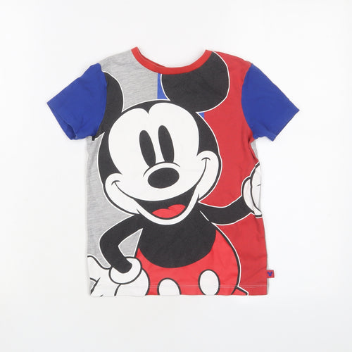 Mickey Mouse Boys Multicoloured Geometric Cotton Basic T-Shirt Size 4-5 Years Crew Neck Pullover