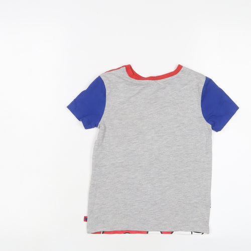 Mickey Mouse Boys Multicoloured Geometric Cotton Basic T-Shirt Size 4-5 Years Crew Neck Pullover