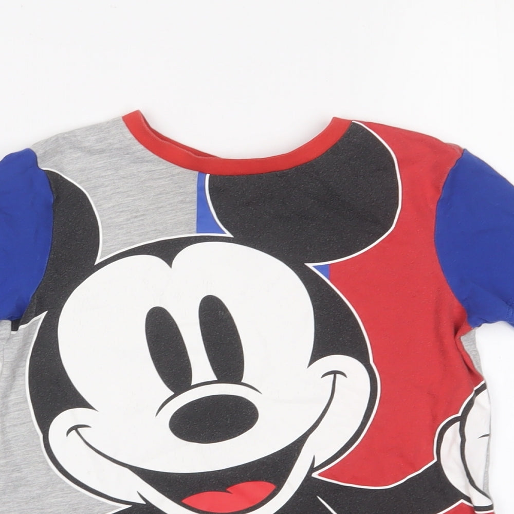 Mickey Mouse Boys Multicoloured Geometric Cotton Basic T-Shirt Size 4-5 Years Crew Neck Pullover