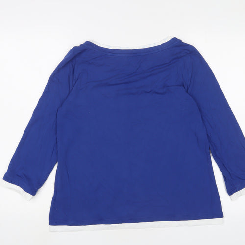 Hobbs Womens Blue Viscose Basic T-Shirt Size L Boat Neck