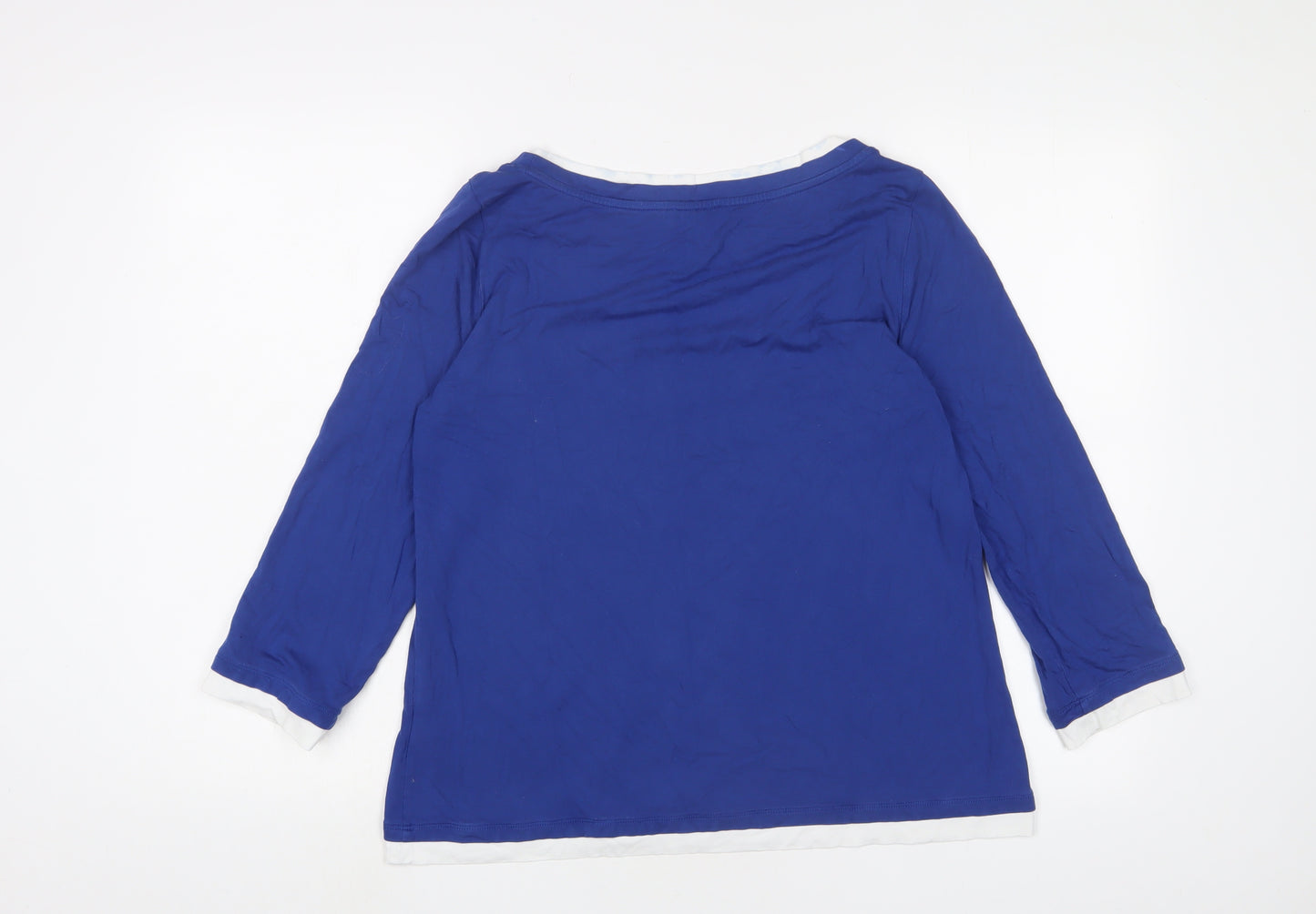 Hobbs Womens Blue Viscose Basic T-Shirt Size L Boat Neck