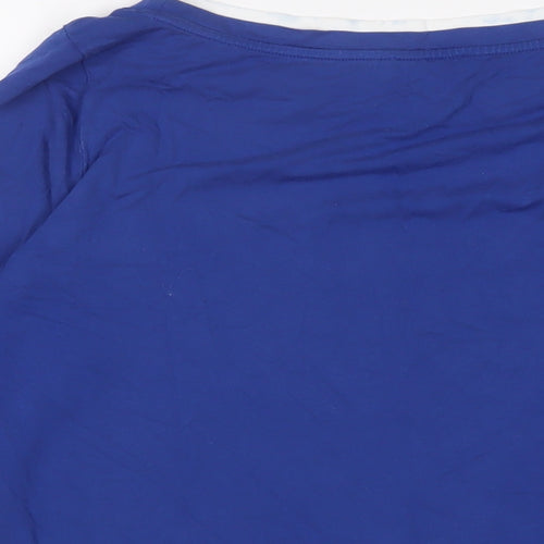 Hobbs Womens Blue Viscose Basic T-Shirt Size L Boat Neck