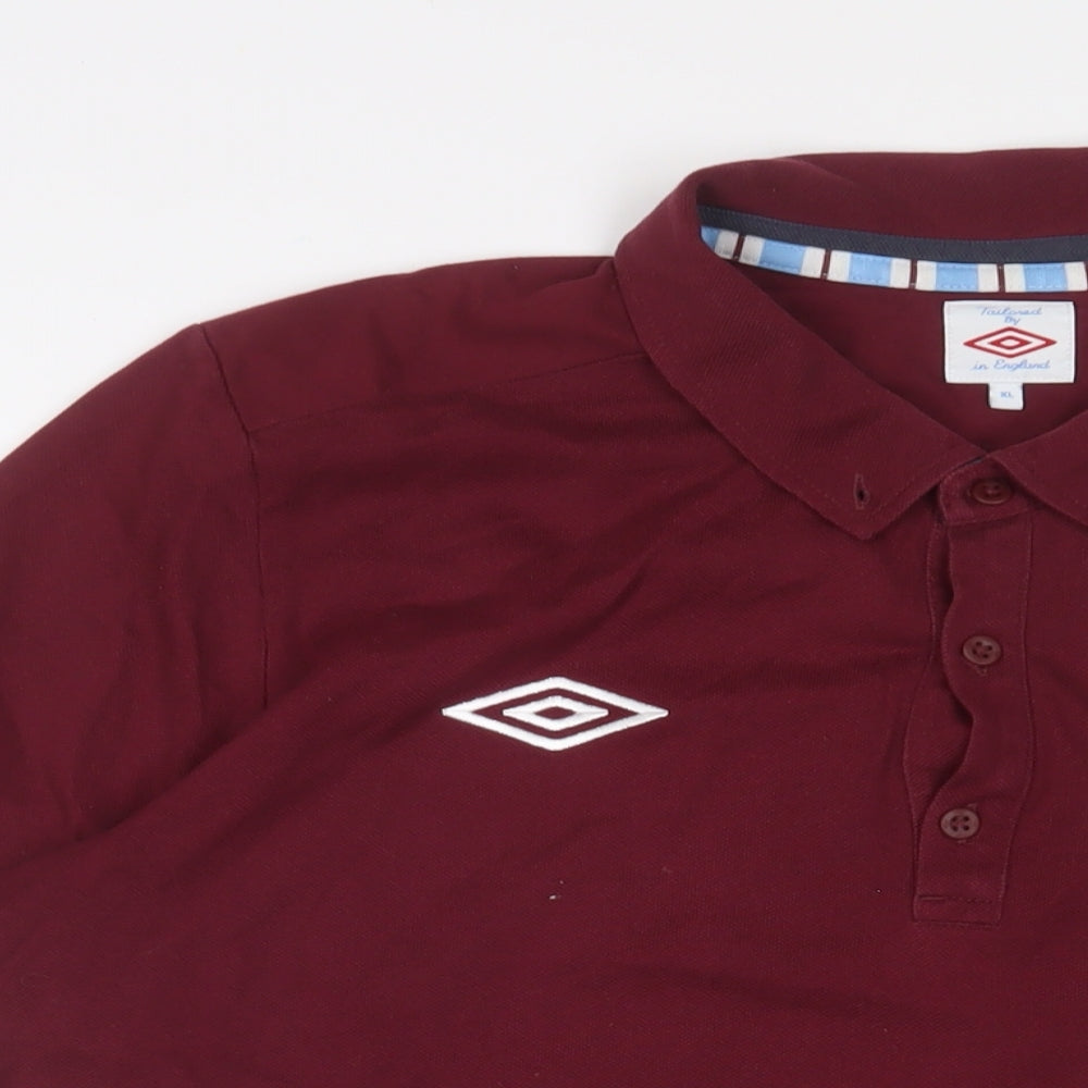 Manchester City FC Mens Red Cotton Polo Size XL Collared Button - Logo, Embroidered