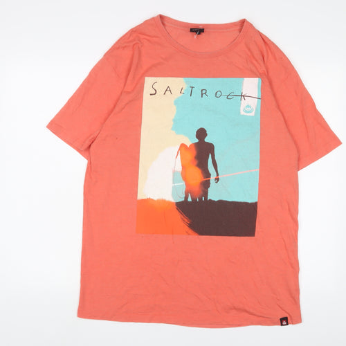 Saltrock Mens Orange Cotton T-Shirt Size XL Crew Neck