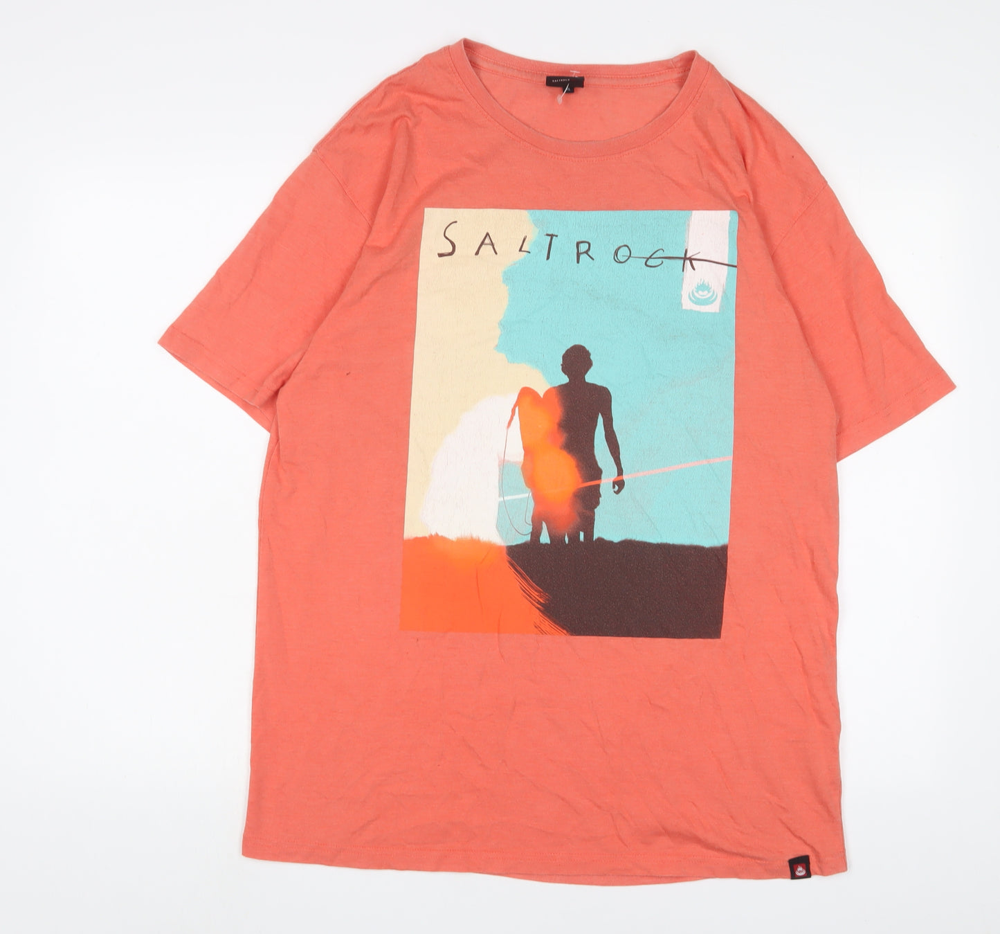 Saltrock Mens Orange Cotton T-Shirt Size XL Crew Neck