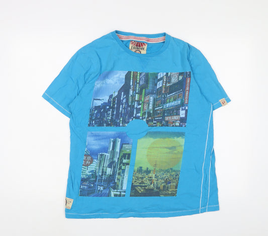 Tokyo Laundry Mens Blue Cotton T-Shirt Size L Crew Neck