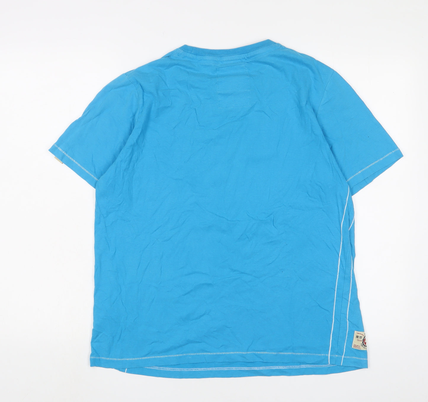 Tokyo Laundry Mens Blue Cotton T-Shirt Size L Crew Neck