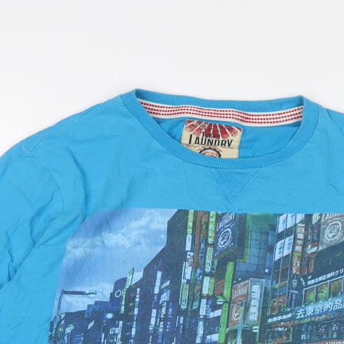 Tokyo Laundry Mens Blue Cotton T-Shirt Size L Crew Neck