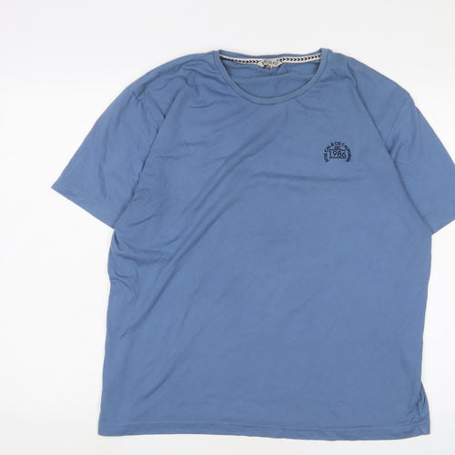 SoulCal&Co Mens Blue Cotton T-Shirt Size 2XL Crew Neck - Logo, Embroidered