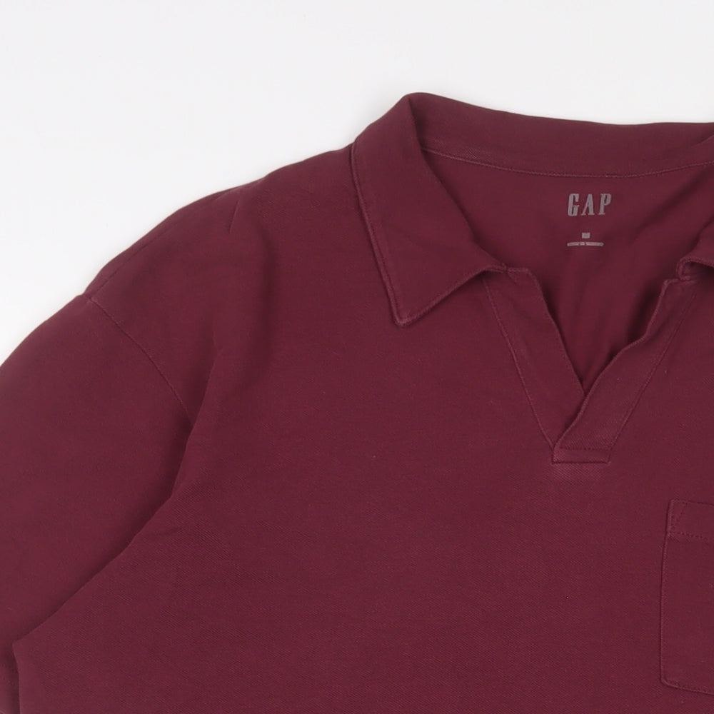 Gap Mens Red Cotton Polo Size M Collared Pullover