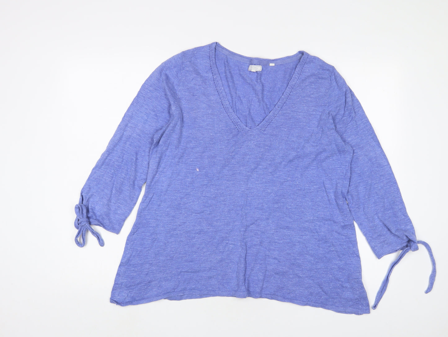 Fat Face Womens Blue V-Neck Cotton Pullover Jumper Size 14