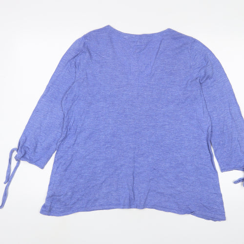 Fat Face Womens Blue V-Neck Cotton Pullover Jumper Size 14