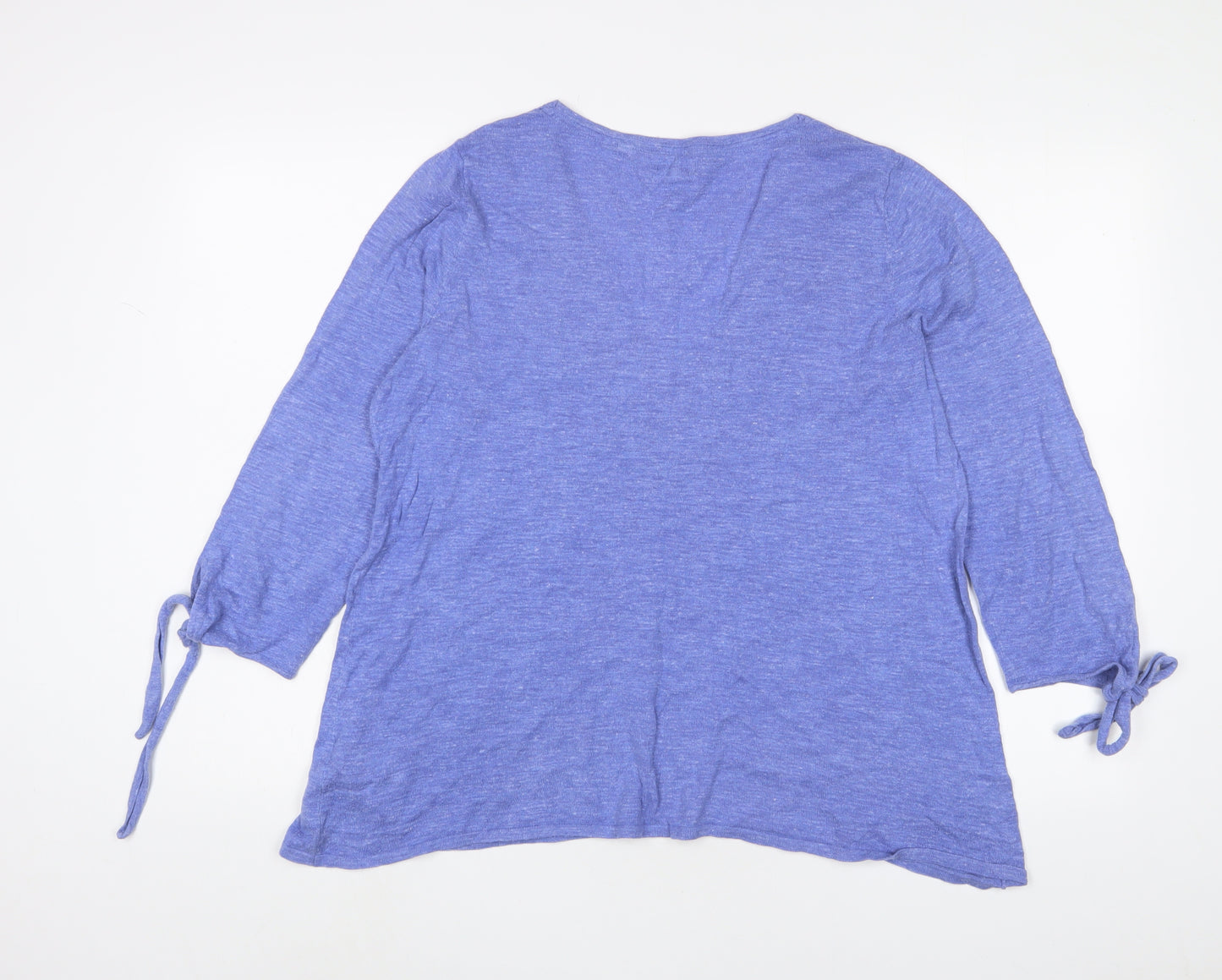 Fat Face Womens Blue V-Neck Cotton Pullover Jumper Size 14