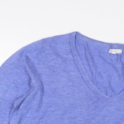 Fat Face Womens Blue V-Neck Cotton Pullover Jumper Size 14