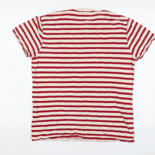 Ralph Lauren Mens Red Striped Cotton T-Shirt Size M Crew Neck