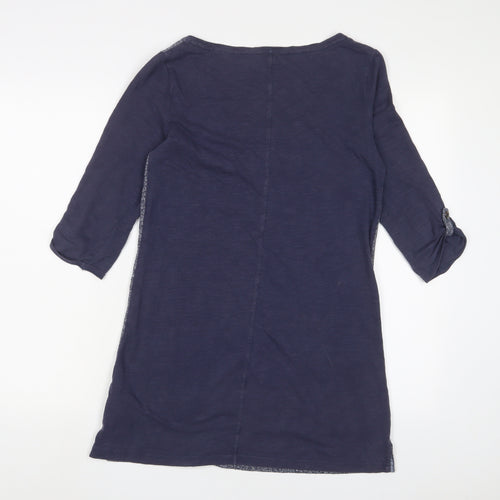 White Stuff Womens Blue Cotton A-Line Size 10 Crew Neck Pullover