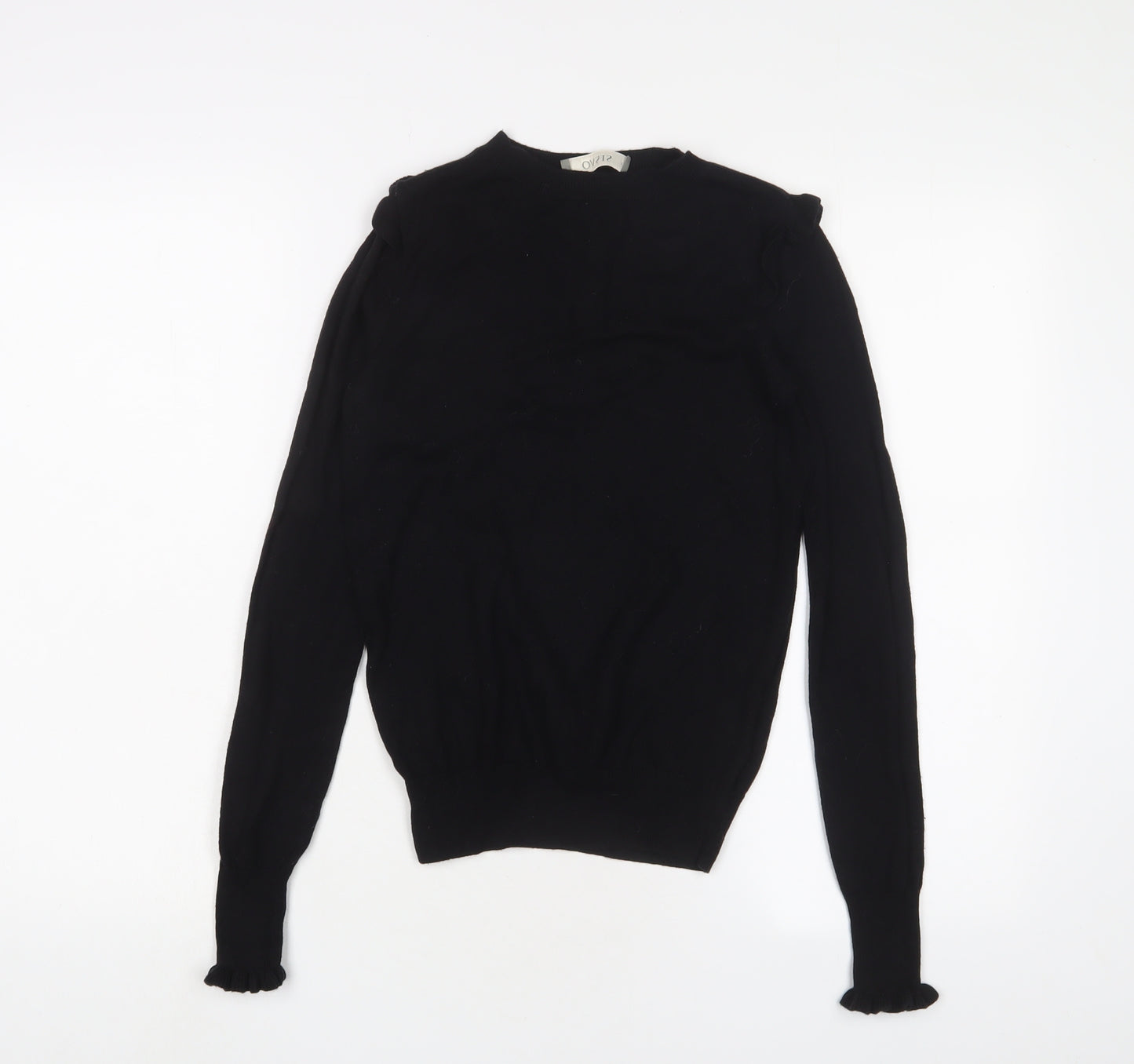 Oasis Womens Black Crew Neck Cotton Pullover Jumper Size S