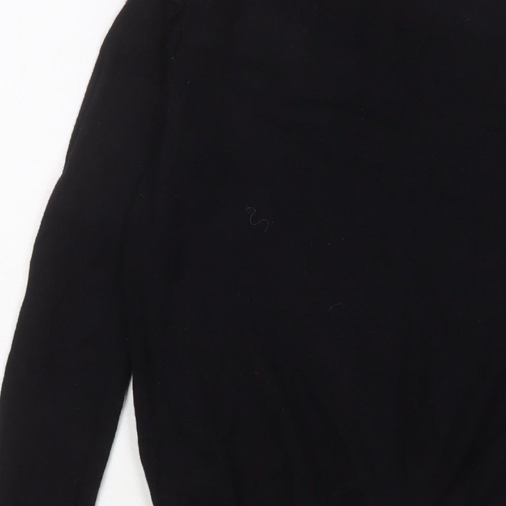 Oasis Womens Black Crew Neck Cotton Pullover Jumper Size S