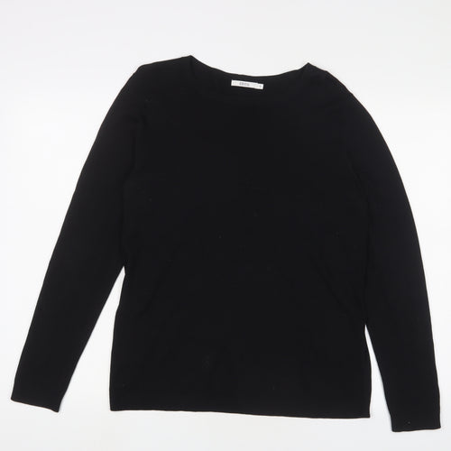 CELCIL Womens Black Crew Neck Cotton Pullover Jumper Size S