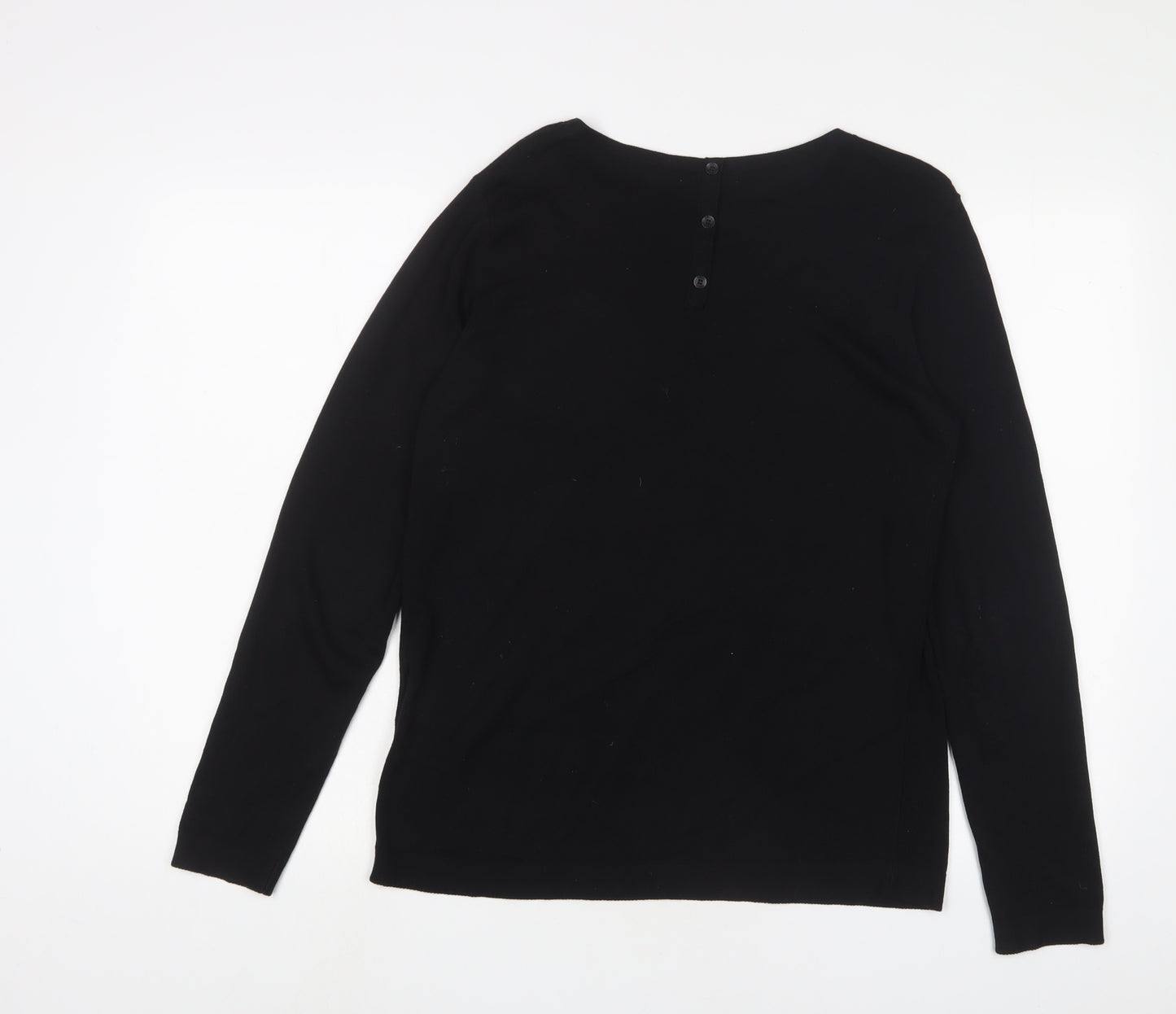 CELCIL Womens Black Crew Neck Cotton Pullover Jumper Size S