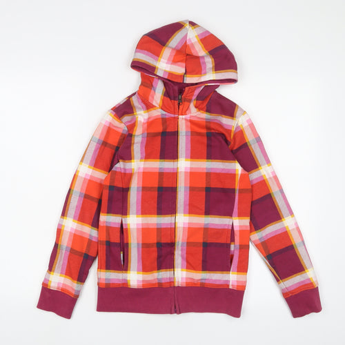 Yigga Girls Multicoloured Plaid Cotton Full Zip Hoodie Size 11-12 Years Pullover
